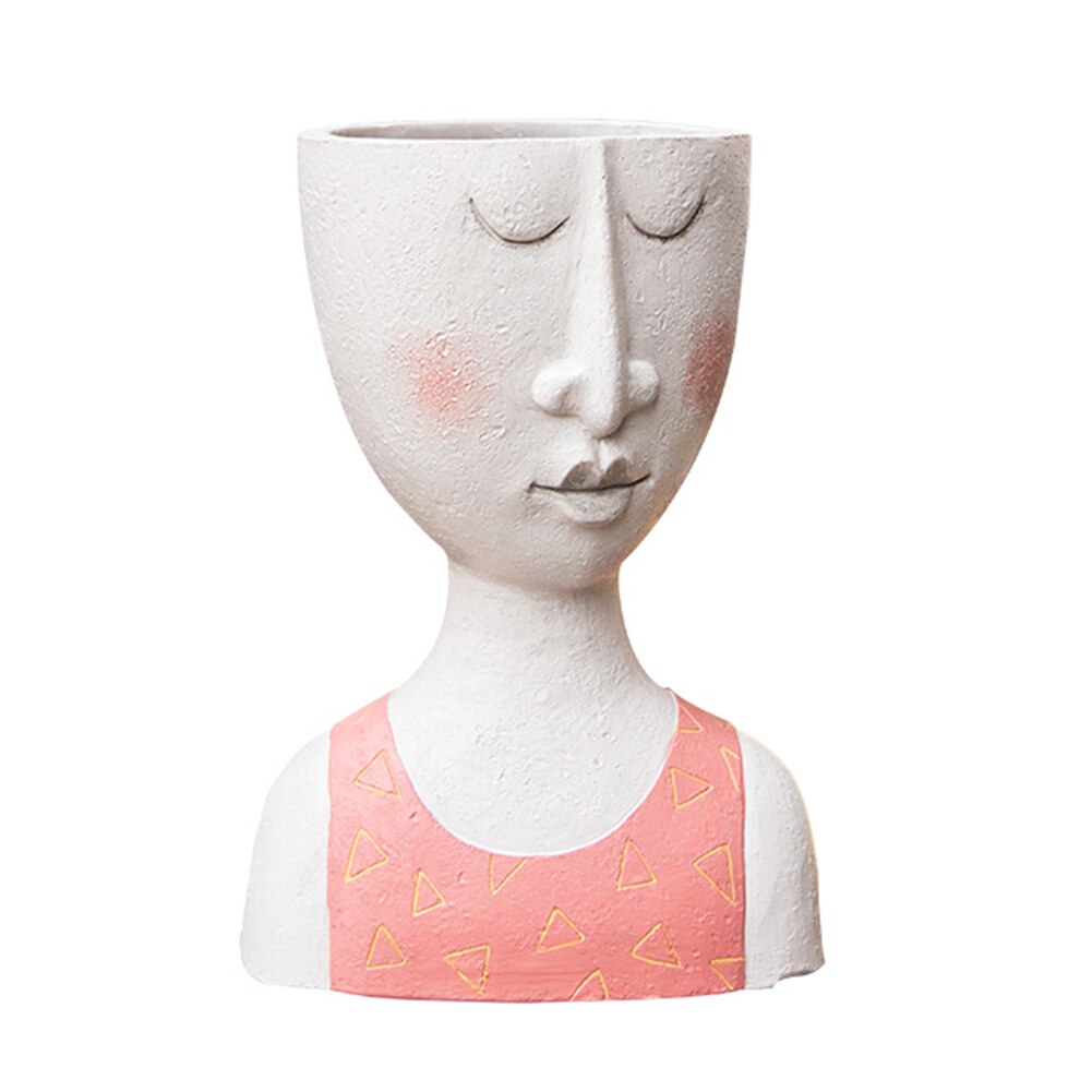Creatieve Bloempot Hars Artistieke Portret Sculptuur Plant Pot Gedroogde Bloemenvaas Tuin Decoratie Voor Kids Pen Houder: style 5
