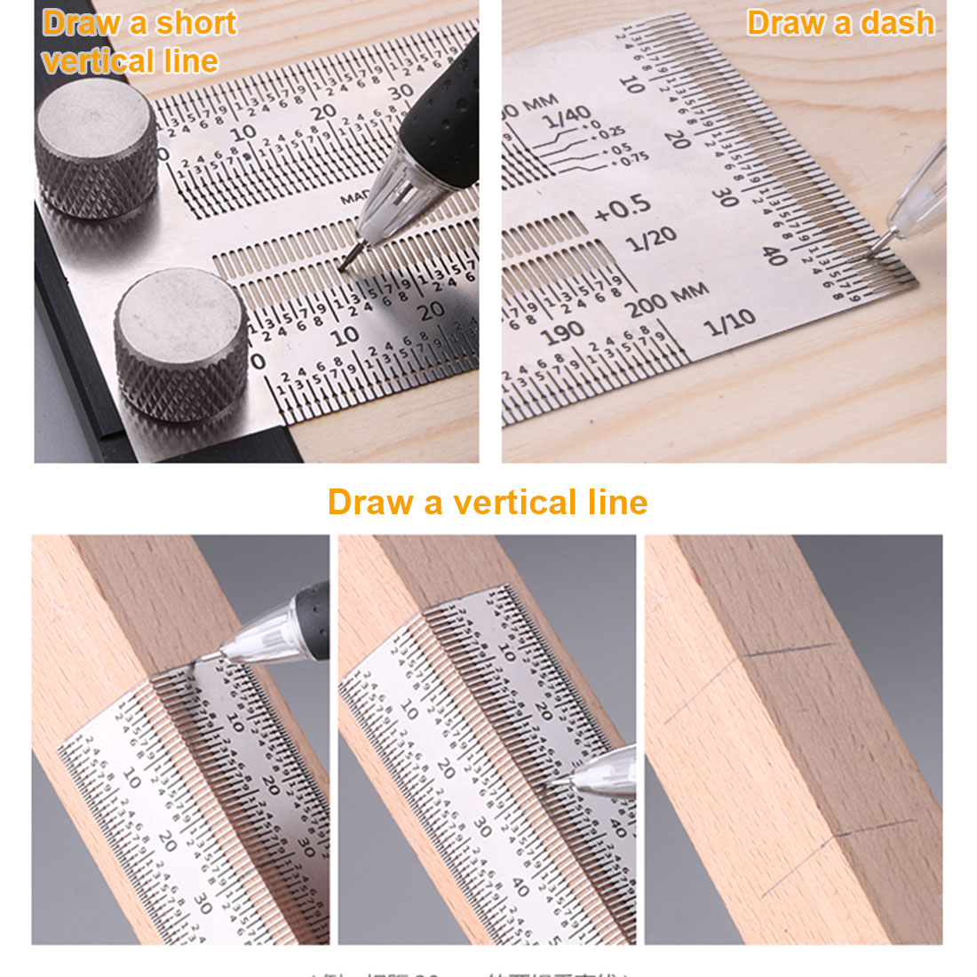 High Precision Scale Ruler T-type Hole Marking Ruler T-Rule Steel Woodworking Scribing Mark Line Gauge Carpenter Measuring Tool