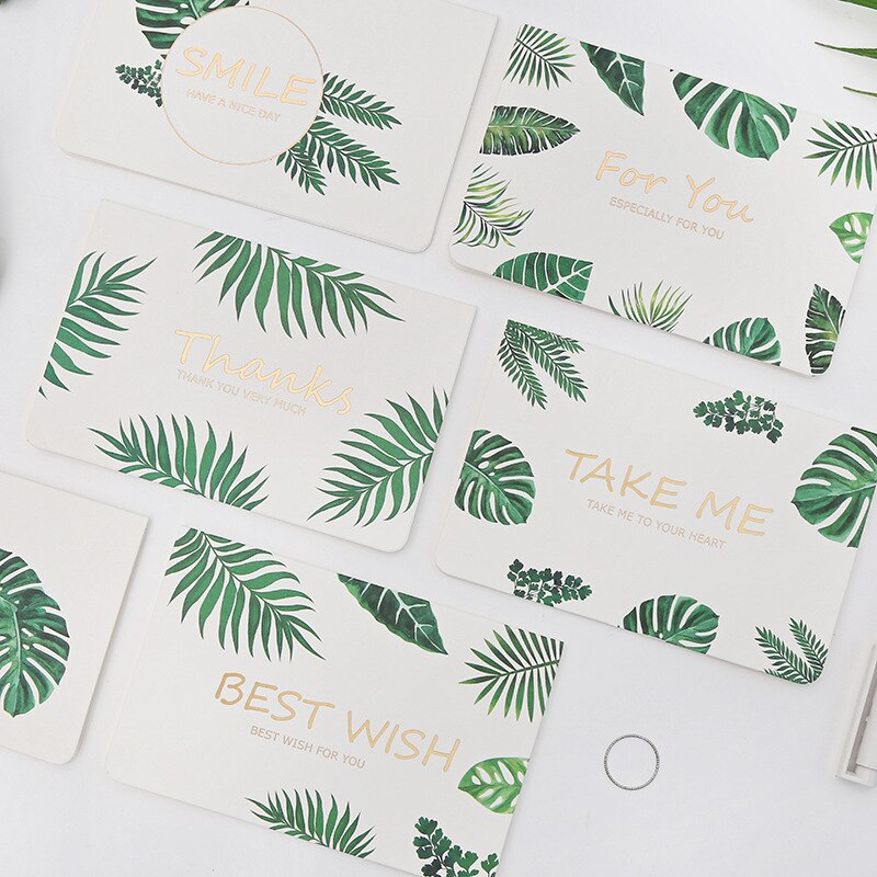 Green Plant Series Greeting Card with Envelope Birthday Handwritten Invitation card Senior Message Card