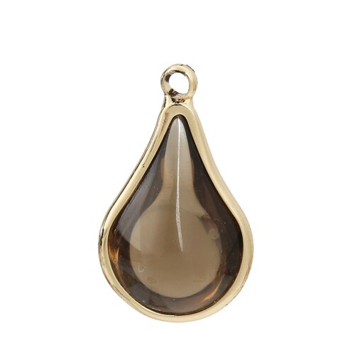 DoreenBeads Copper &amp; Glass Pendant Gold Peacock Blue Colorful Charms 18mm x10mm( 6/8&quot; x 3/8&quot;) - 17mm x10mm, 5 PcS: 8