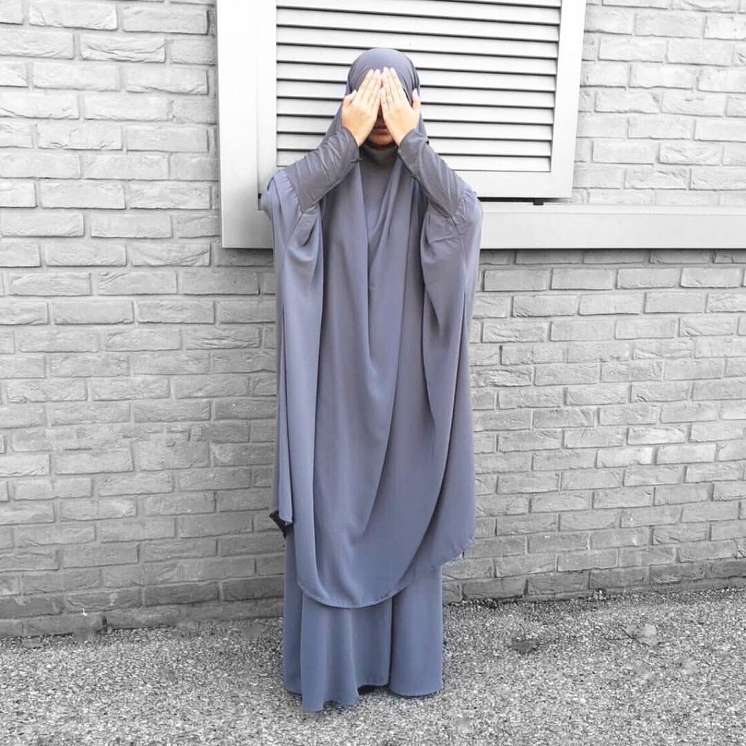 Ramadan eid abaya dubai abayas för kvinnor turkiet muslimsk hijab klänning islam bönekläder kaftan kaftan mantel khimar jilbab niqab: Grå abaya