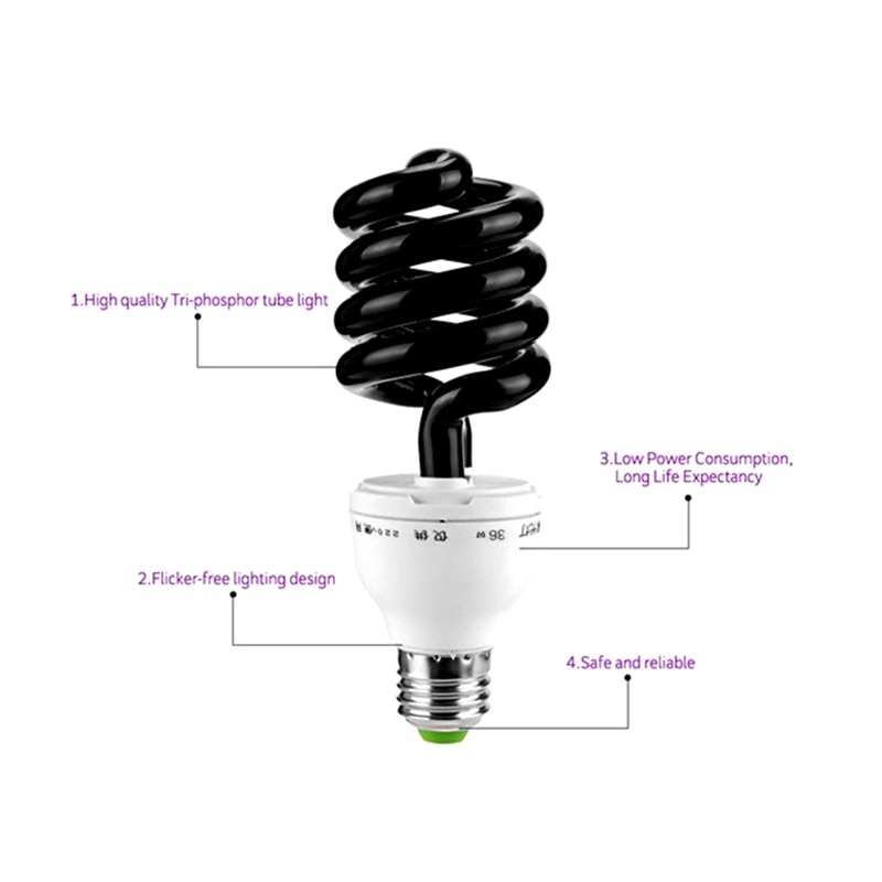 220v e27 15-40w uv -lamppu uv -ultravioletti -loisteputki cfl -hehkulamppu spiraali energiaa säästävä musta valo violetti lamput valaistus