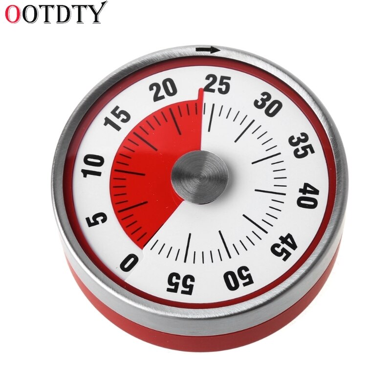 OOTDTY Stainless Steel Magnets Fridge Kitchen Timer Clock Mechanical Reminder Sport Cooking Reminder Counter