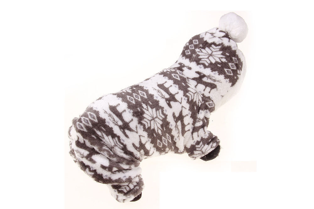 Winter Warm Hond Jumpsuits Pluche Rompertjes Pyjama Zachte Katoen Kleine Honden Kleding: Grijs / M