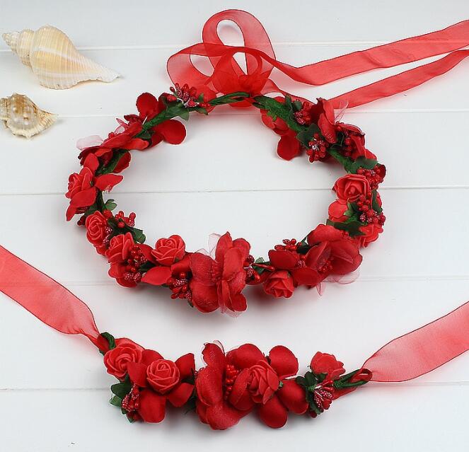 Simulering blomsterpannebånd armbånd foreldre-barn dress bryllup hodeplagg europeisk og amerikansk brudepike wre: Stil 7