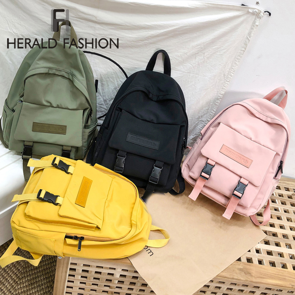 sac à dos en Nylon imperméable adolescent couleur Pure cartable femmes sacs à dos multi-poches loisirs voyage sac à dos