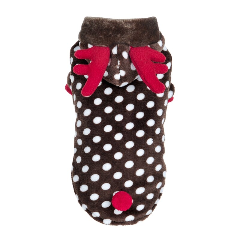 Pet Cute Reindeer Coat Hoodies Dog Cat Christmas Dress Up Cosplay Costume With Red Antlers For Cats Small Dogs French Bulldog: XS