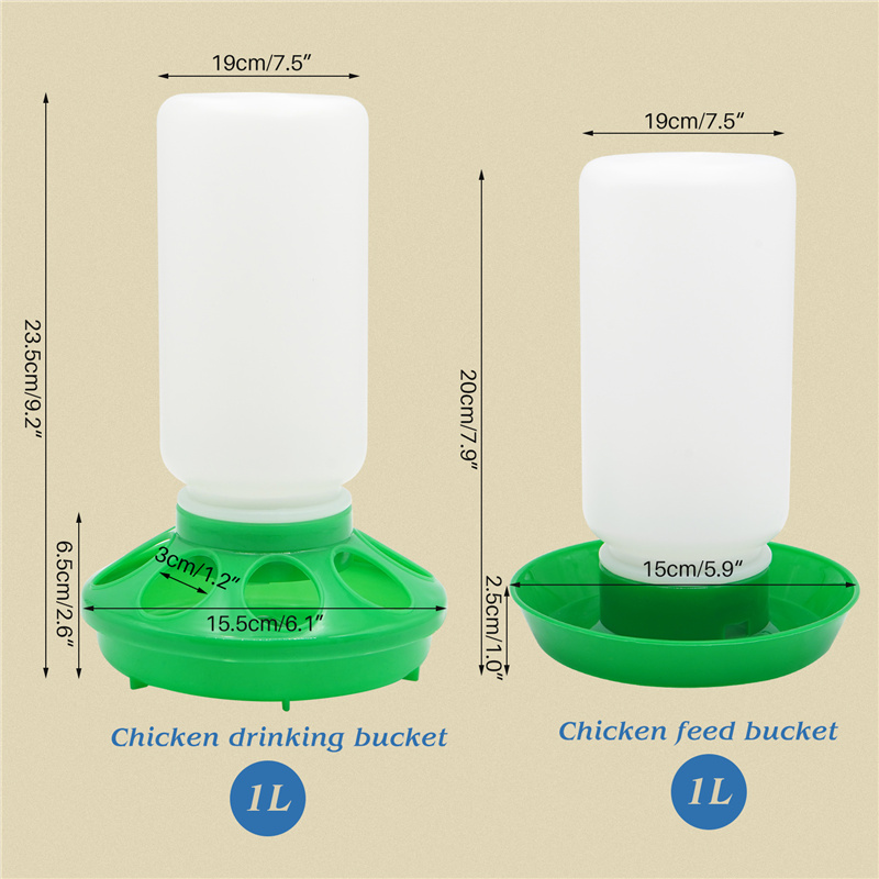 alimentador y bebedero grueso para aves de corral, dispensador automático de agua y comida para pollos, bebedero para pollitos, contenedor de Cubo de alimentación de 1L