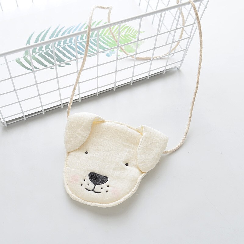 M264 Cartoon Mooie Kind Zak Zoete Leuke Hond Katoen Kleine Messenger Luiertas: beige