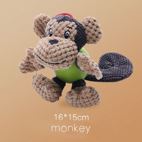 Hoopet hondenspeelgoed voor honden, puppy speelgoed voor grote honden, pluche piep, interactieve hondenbal: Aap