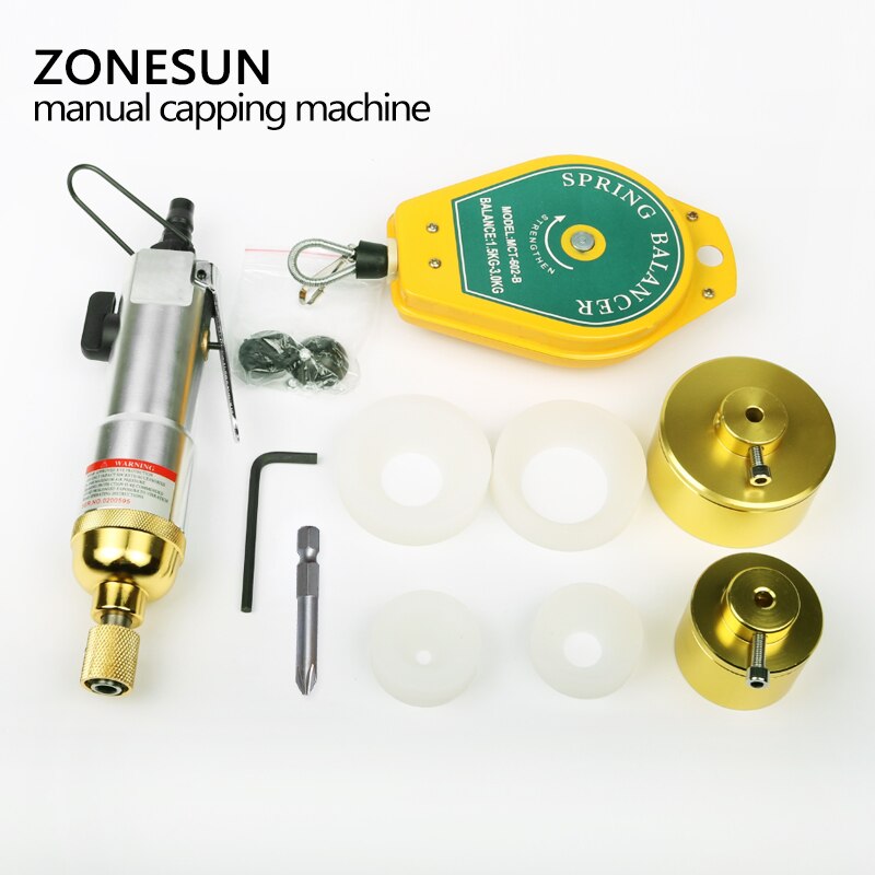 ZONESUN Portable Pneumatic Capping Machine For Smoke Oil Plastic Bottle Capper Handheld Packing Machine Larger Torque