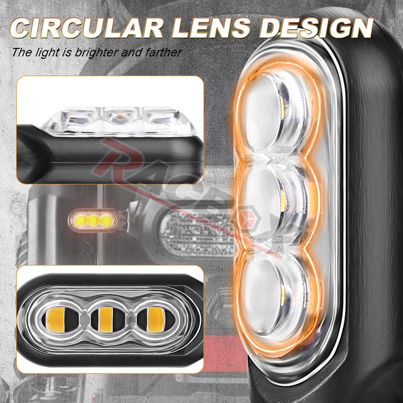 Luz LED de giro que fluye, lámpara de señal direccional para motocicleta Dirt Street, bicicleta eléctrica, Scooter, doble deporte, Motor todoterreno, furgoneta