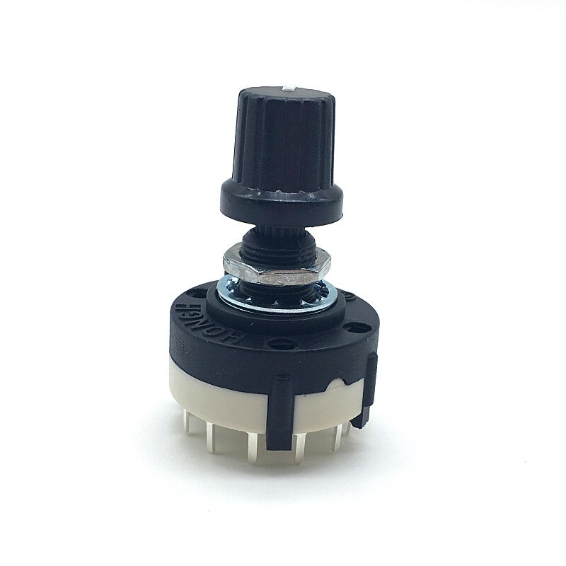 Interruptor Selector de canal rotativo de banda, 1 polo, 12 posiciones, RS26, 20MM de longitud con perilla, 5 unidades: with knob