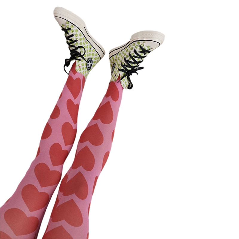 Pantimedias estampadas Y2k para mujer, medias transparentes con tinte anudado estético, medias de malla caladas con estampado Funky, ropa de calle Grunge