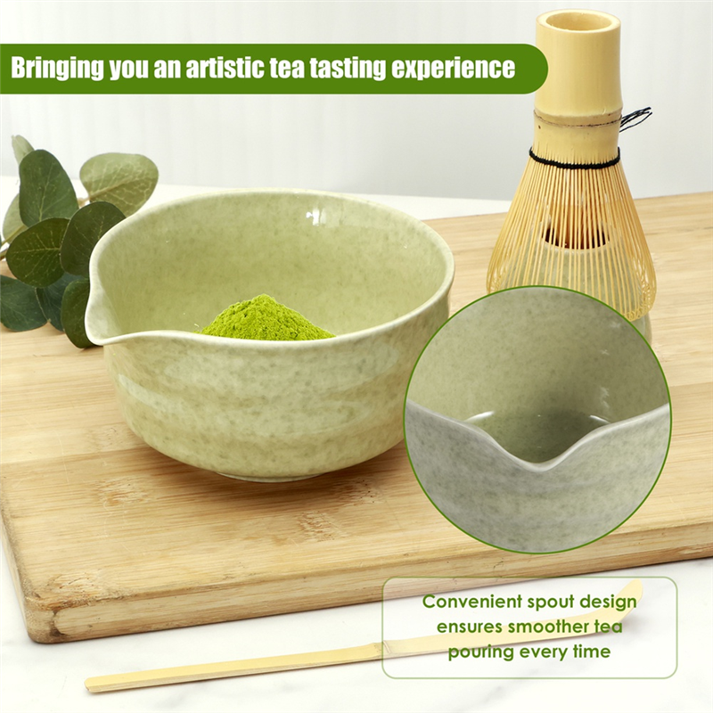 ABKW-Matcha Whisk Set,With Matcha Bowl,Bamboo Whisk And Holder,Bamboo Scoop And Stainless Sifter,Kit For Matcha Lover