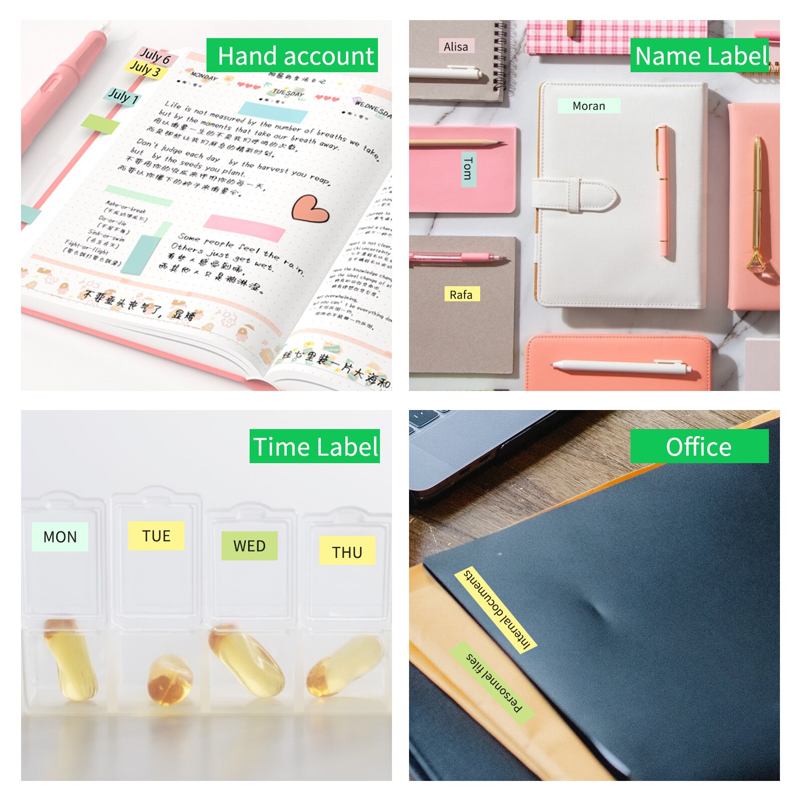 14 Options Label Paper Cute Pattern Sticky Tape Paper Name Price Barcode Sticker Waterproof for PeriPage L1 Mini Pocket BT Label