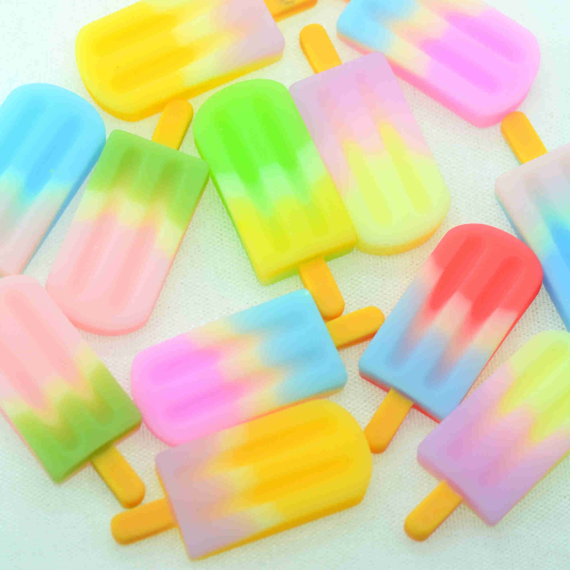 Gemengde Gradiënt Kleuren Resin Flat Terug Zomer Party Popsicle | Zomer Thema Crafting Miniaturen | Poppenhuis Pretend Play Miniaturen