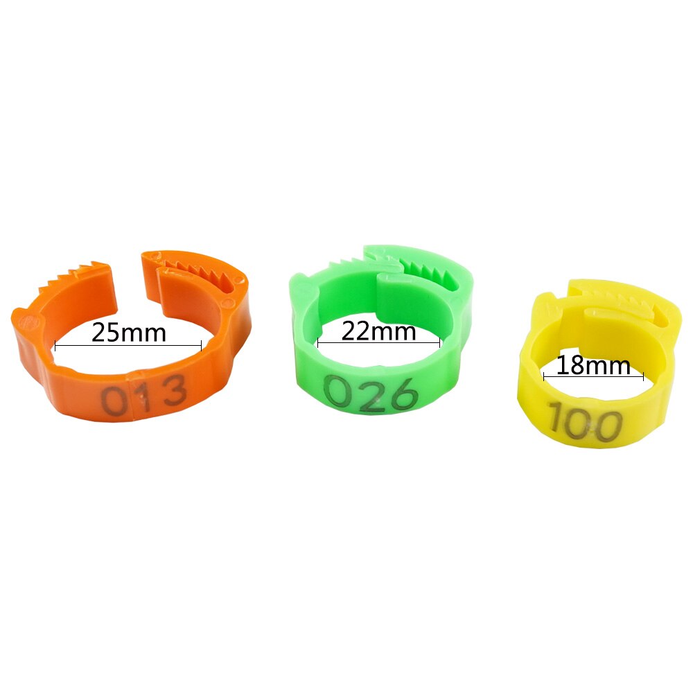 30PCS Numbered Poultry Chicken Leg Band Clip-on Adjustable Buckle Ring For Animal Duck Pigeon Goose Digital Label 6 Colors