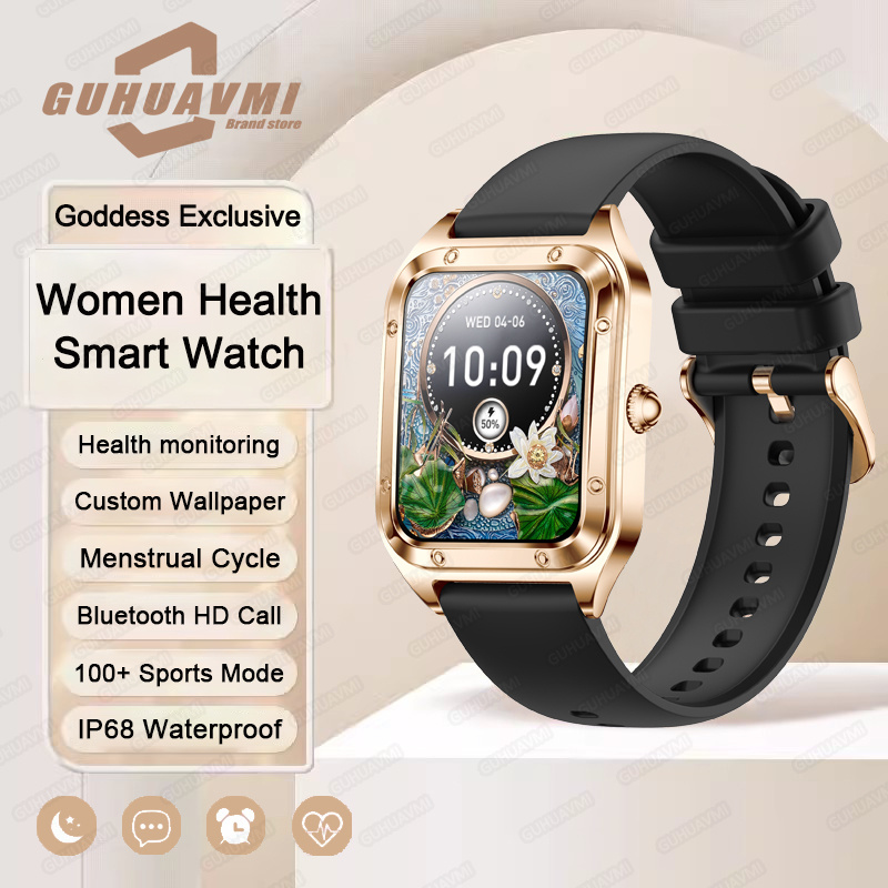 Reloj inteligente ultrafino de lujo para mujer, pantalla completamente táctil, frecuencia cardíaca, resistente al agua, rastreador de actividad/deporte, 2024: Blanco