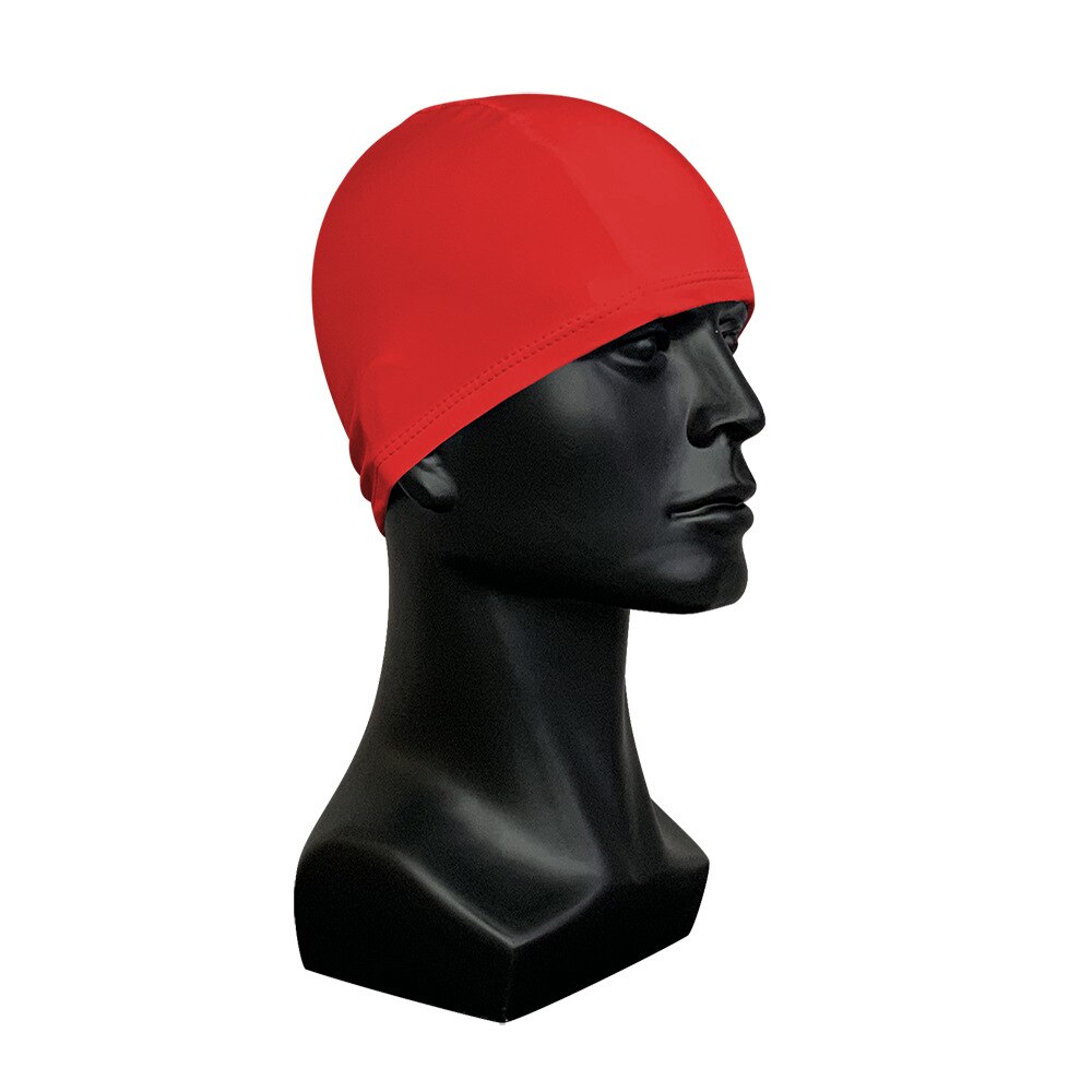 Gorro de baño de tela de poliéster para adultos, gorro de playa de alta elasticidad, Color sólido, Unisex: Red