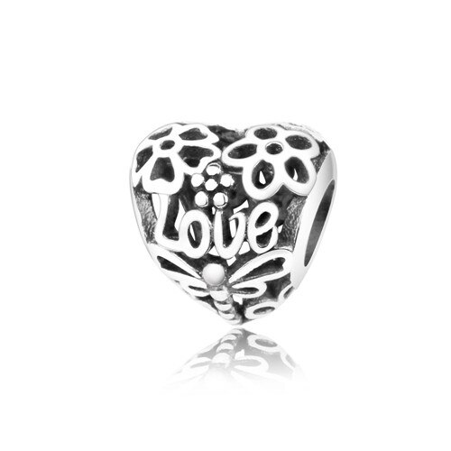 100% 925 Sterling Silver Classic Heart Shape 15 Charm Beaded Bracelet DIY Accessories Beaded: 1732