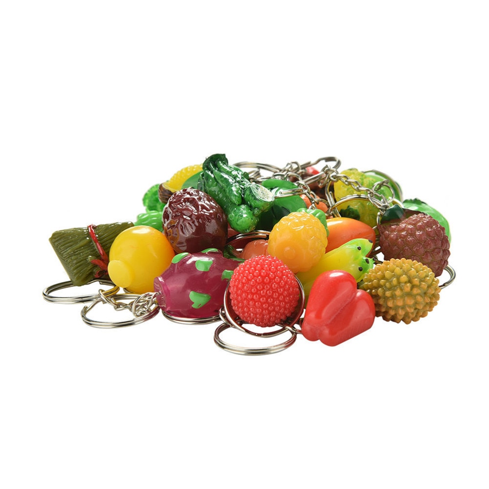 Frugt grøntsager nøglering nøglering smykker 1 stk snor nøglering simulering mad nøglering skrivebordssæt