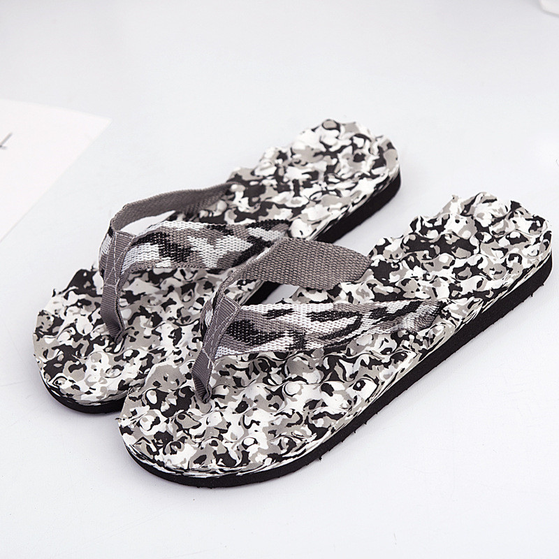 Marknadsföring sommar herr tofflor eva camouflage herr flip flops badrum halkfria skor utomhus strand tofflor storlek 40-45: Grå / 42