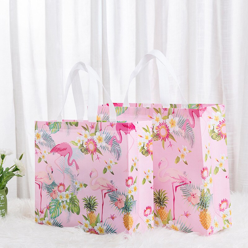 Bolsa de compras de Flamenco de tela no tejida, bolsa reutilizable para mujer, bolsas de almacenamiento, bolsa de mano de mujer ecológica impermeable, organizador bolsa impresa