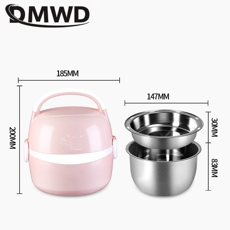 DMWD 1.3L Multifuncional Panela de Arroz Elétrica Lunch Box Food Aquecedor panela eletrica 220 v Com Mesa/Saco do Portátil/Copo De Medição /Rack de ovo eletrodomestico para cozinha