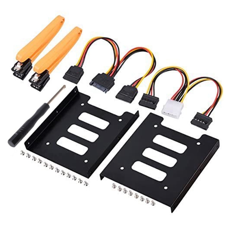 2.5 Inch Ssd 3.5 Inch Interne Harde Schijf Mounting Kit Met Sata Data Kabels En Kabels (2 X Ssd Beugel)