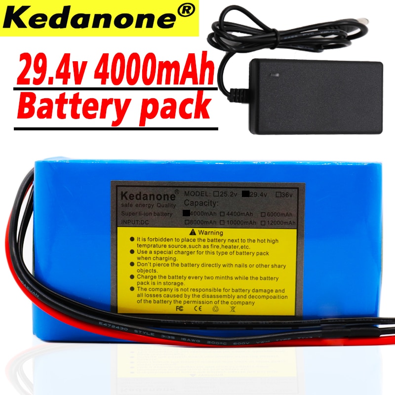 original 7S2P 29.4V 4Ah 18650 Battery pack 29.4V 4000mAh Rechargeable Battery Mini Portable Charger For LED/Lamp/Camera+charger