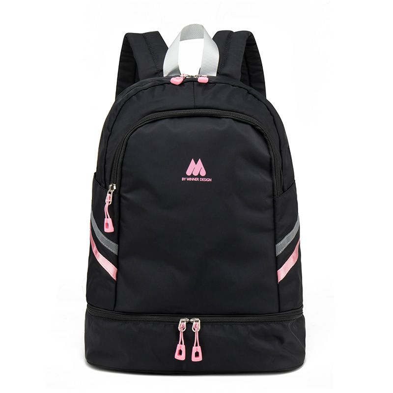 Rugzak met hoge capaciteit, draagbare, onafhankelijke opbergtas voor schoenen en kleding voor vrouwen, reisorganizer, sportaccessoires  m375: Zwart en roze