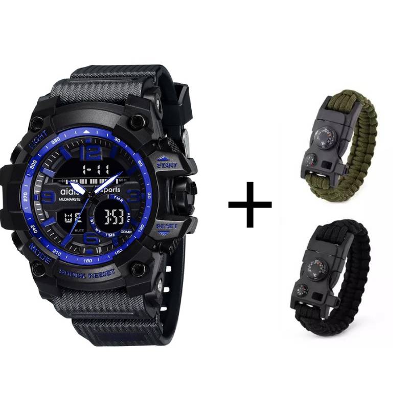 Addies herenhorloges g-stijl heren sporthorloge lichtgevende horloges heren sporthorloge heren waterdicht 30 meter waterbestendig: Blauw-alles