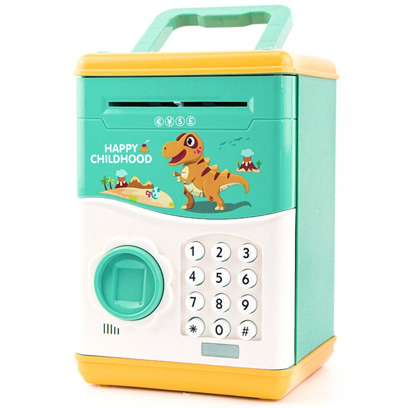 Elektronische Spaarpot Mini Atm Coin Money Saving Box Voor Kinderen Speelgoed Automatische Vingerafdruk Open Tyrannosaurus: Default Title