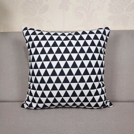 Geometrische katoenen linnen kussenhoes kussensloop banksprei modern kunstpatroon 45*45cm huisdecoratie decoratieve kussensloop: Zwarte driehoek