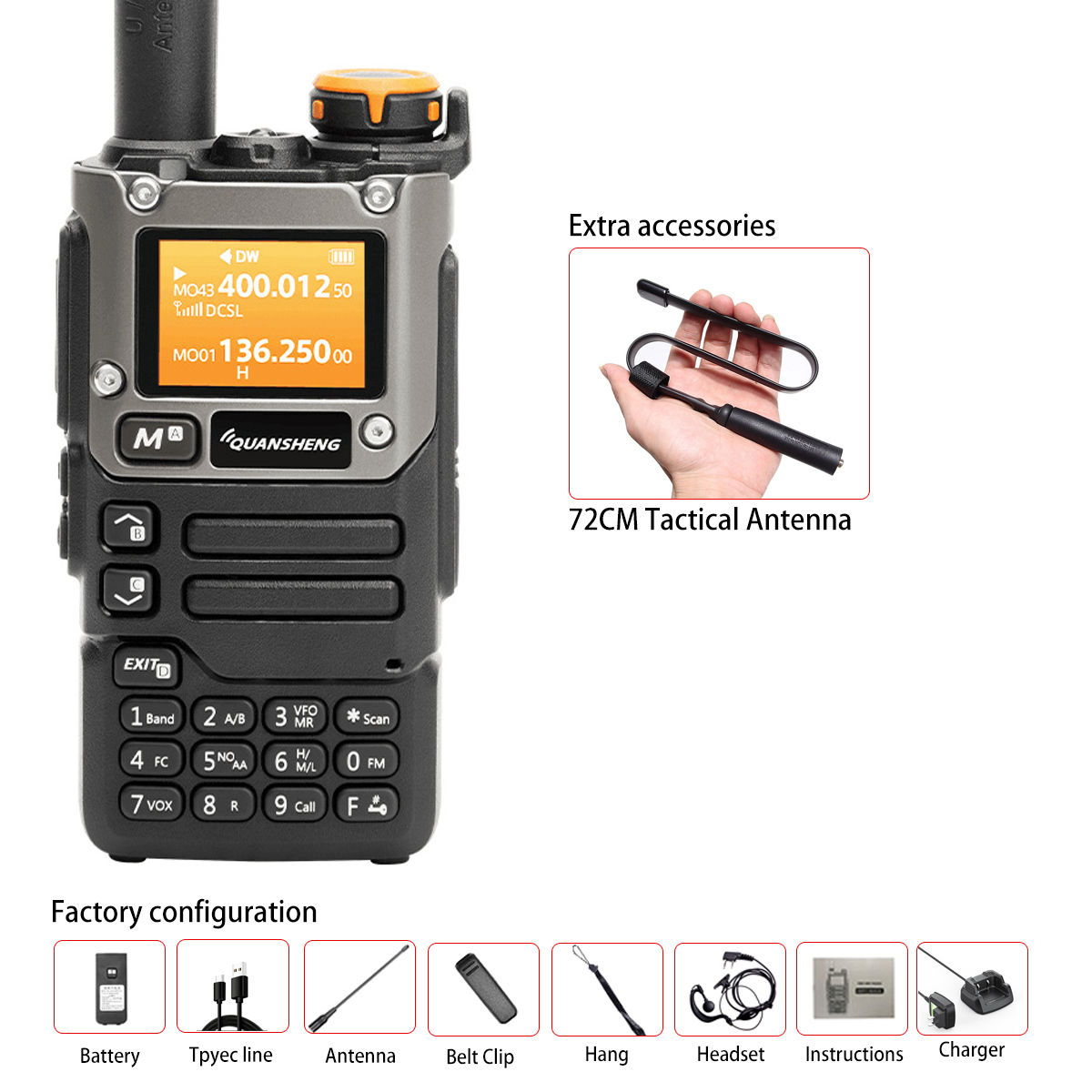 Quansheng uv -k6 walkie talkie 5w air band radio type c charge uhf vhf dtmf fm scrambler noaa wireless frequency two-way cb radio: Purple / American