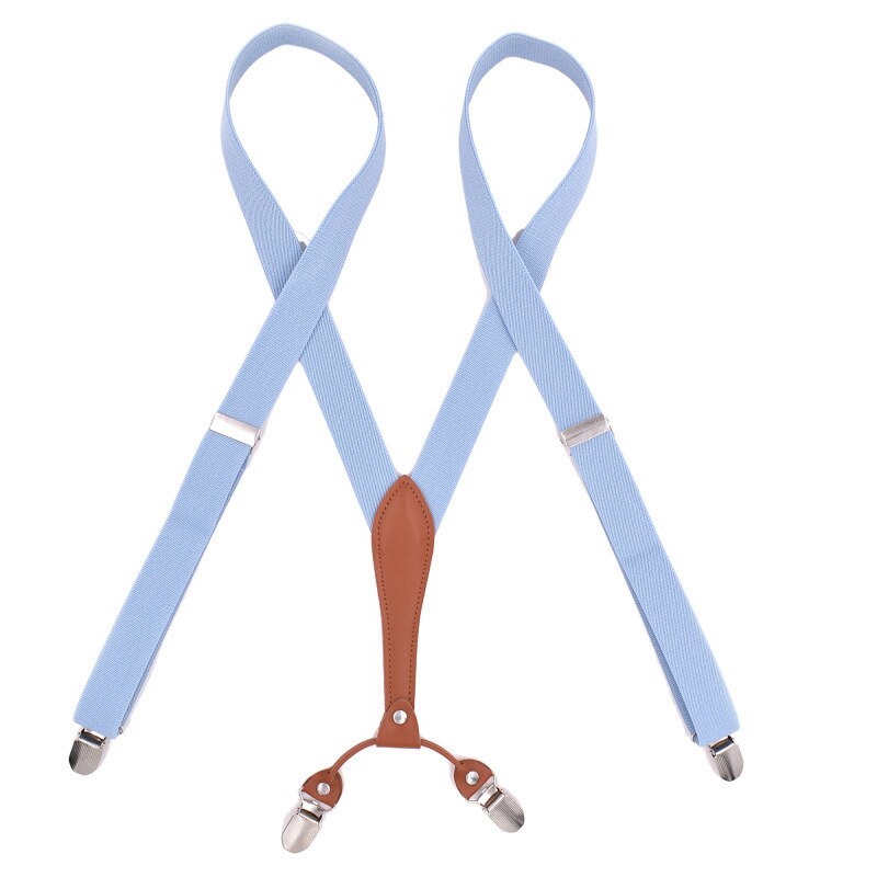 2.5cm Wide X-Shape Trouser Pants Suspenders Braces 4 Clips for Adult Women Men Boy Girl Wedding Party Event-Black Blue Red: Blue