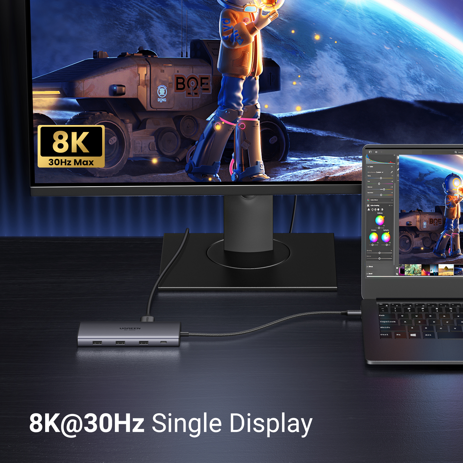 UGREEN Dual HDMI HUB USB 8K HDMI Adapter 10 W 1 Splitter z RJ45 USB 3.0 PD 100W stacji dokującej do macbooka Pro Air M2 M1 USB C HUB