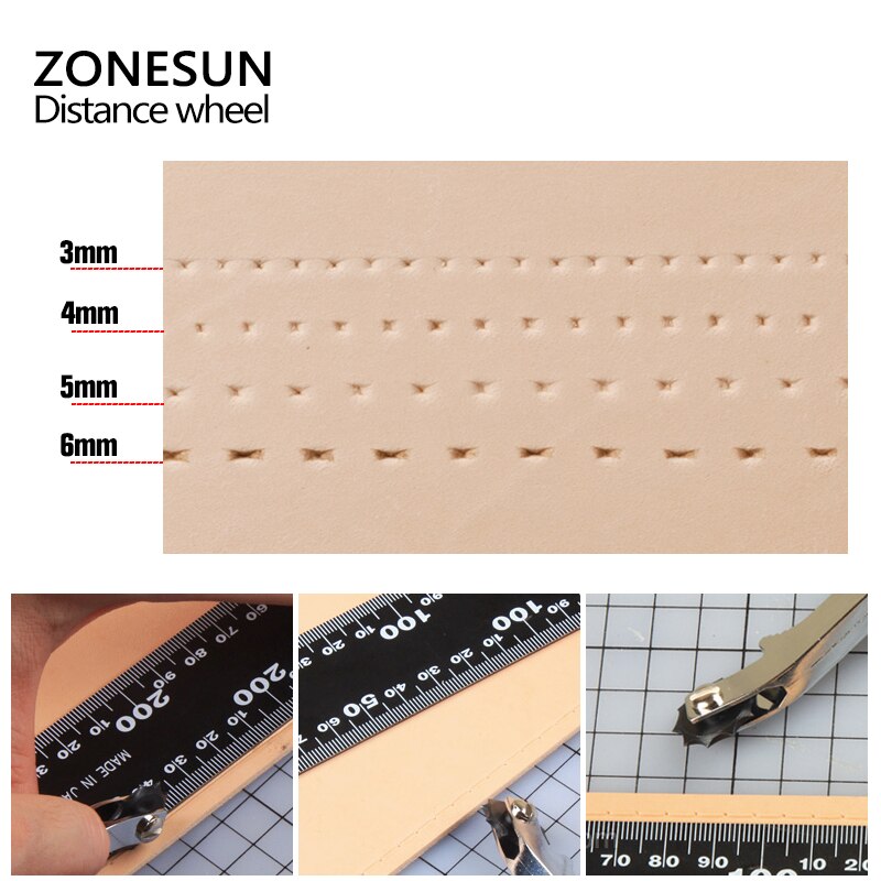 ZONESUN 1Pc Stainless Steel Leather Paper overstitch Wheel Gear Spacer Craft Sewing Tool 3mm 4mm 5mm 6mm