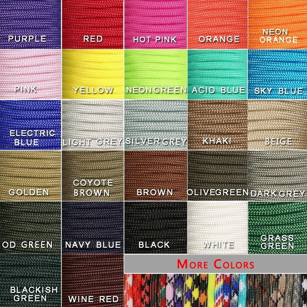1 pièces 550 Paracord Parachute cordon lanière Mil Spec Type III 7 brins noyau 100 FT 27 couleurs pour l'escalade Camping boucle Bracelet