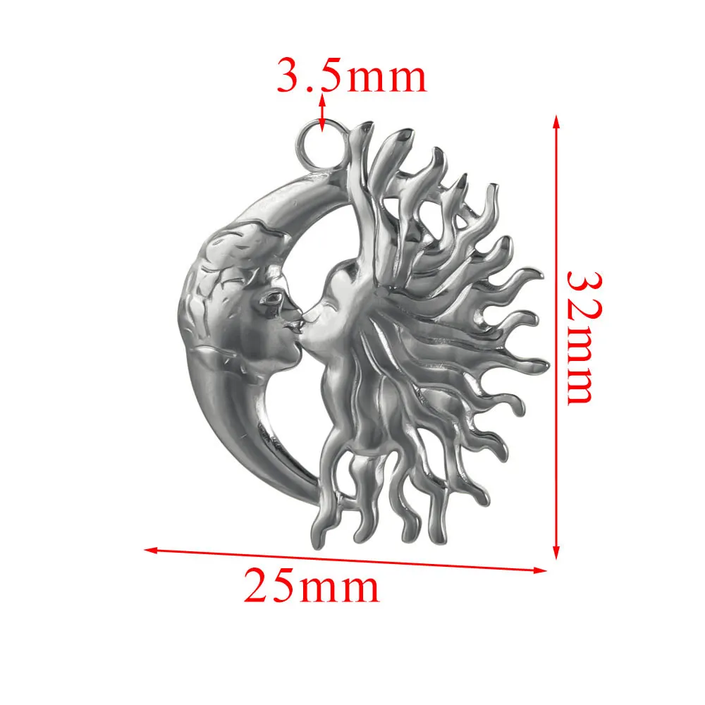5 uds conectores de dijes de acero inoxidable corazón grande sol chapado en oro DIY collar pendientes joyería de materiales para hacer al por mayor: Verde fluorescente