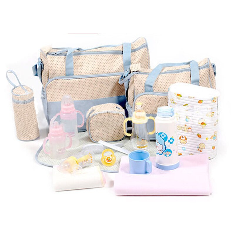 Multifuncational Large Capacity 5Pcs Baby Diaper Bag Shoulder Bags Organizer For Mummy Maternity Baby Bag For Mom Diaper Bag