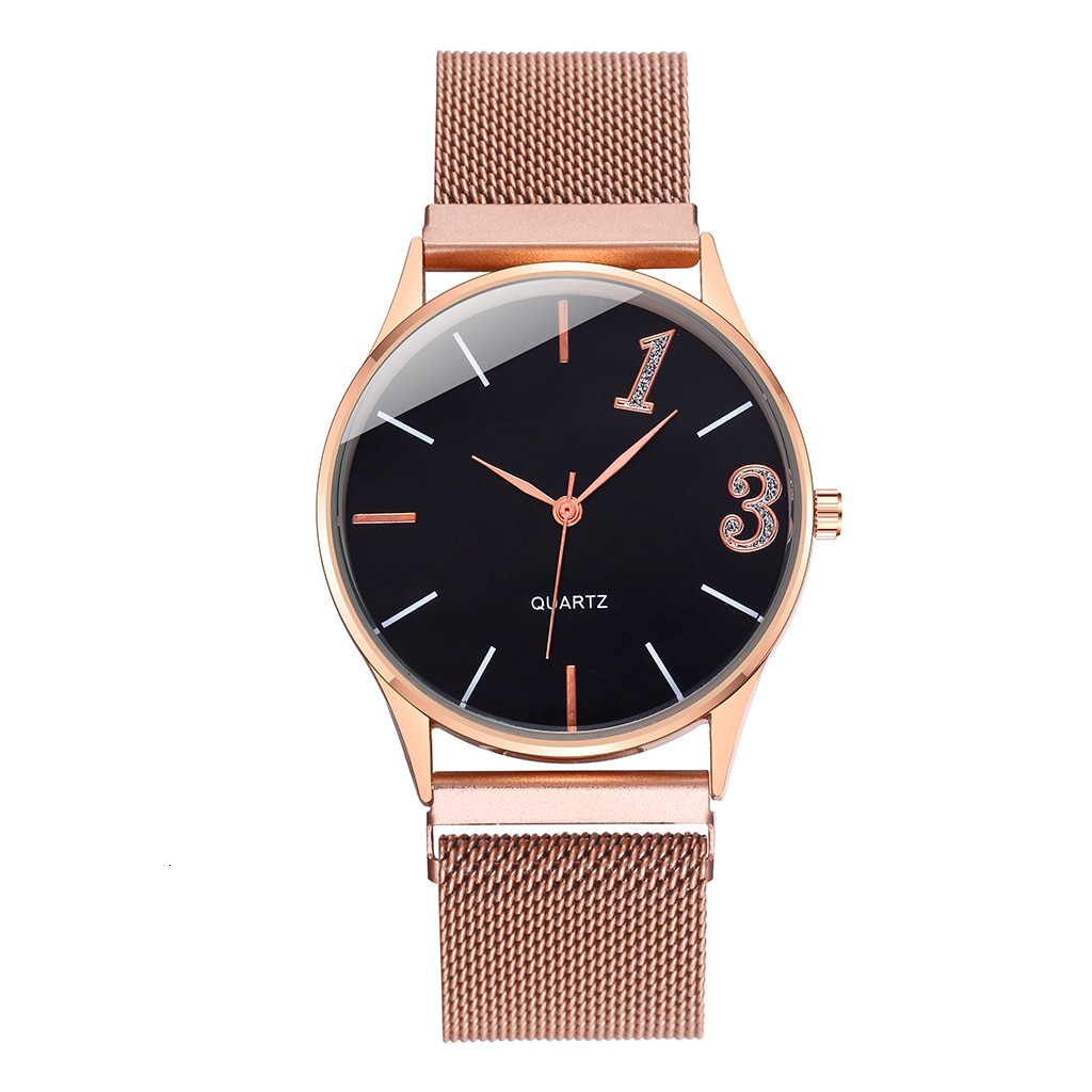 Relógio de pulso com fivela magnética, relógio fashion para amantes com design exclusivo, feminino e masculino, casual, presente de dia dos namorados: rose gold big