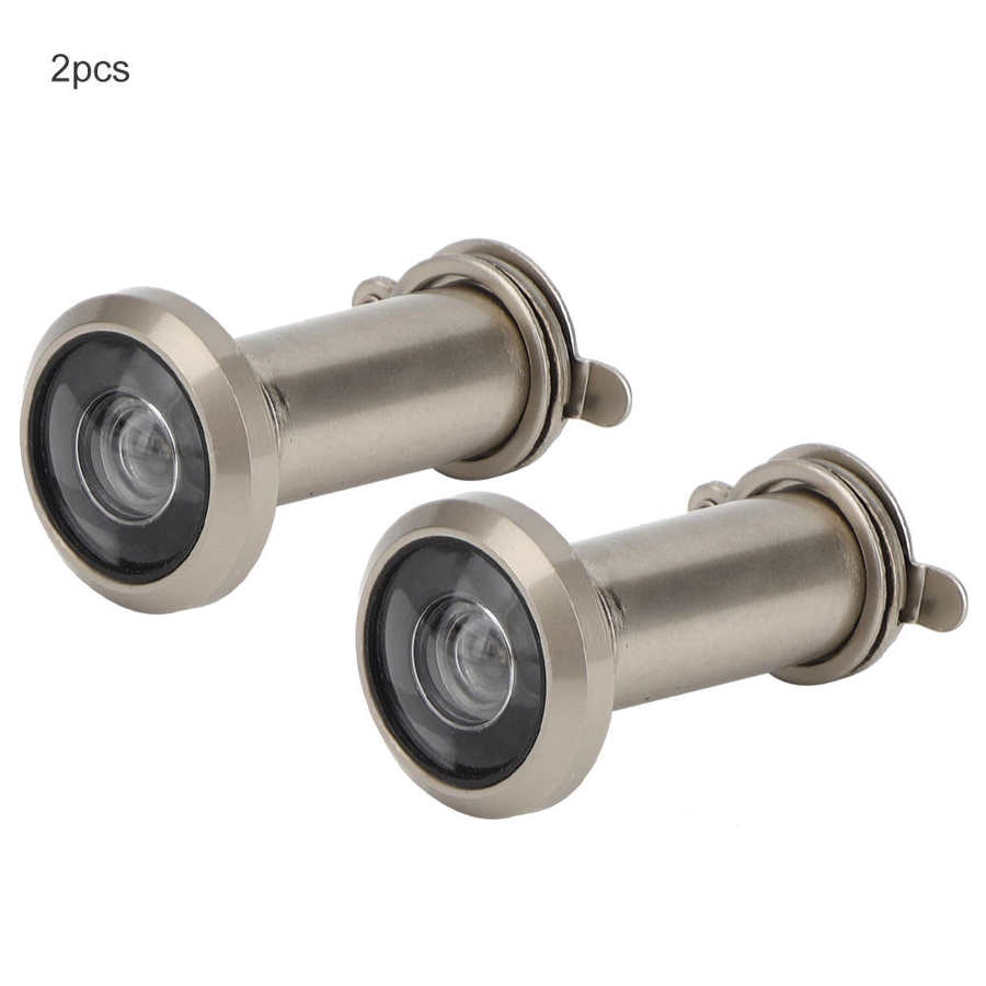 2Stck 220 ° Weitblick Winkel Tür Zuschauer Heimat Sicherheit Anti-Diebstahl Guckloch Verstellbare Glas Objektiv Mit Zurück abdeckung 14/16mm Offene See: gebürstet 14mm Loch