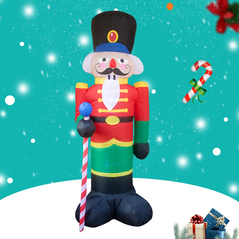 2.4m EU/US Christmas Inflatable Soldier Dog Airblown Inflatable Xmas Yard Outdoor Decor for Family Gatherings Office Entrance