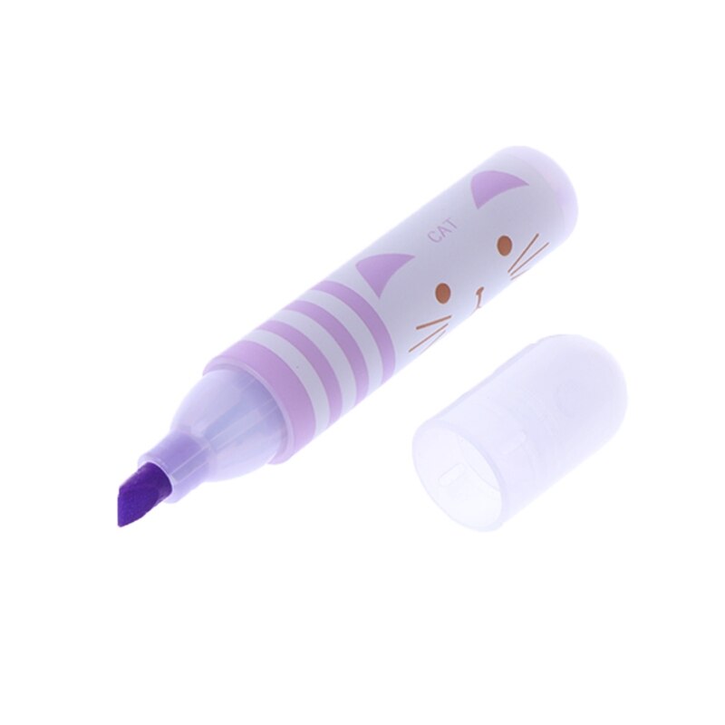 6 Colors Cute Animals Panda Cat Mini Highlighter Paint Marker Pen Drawing Liquid Chalk Stationery School Office Supply