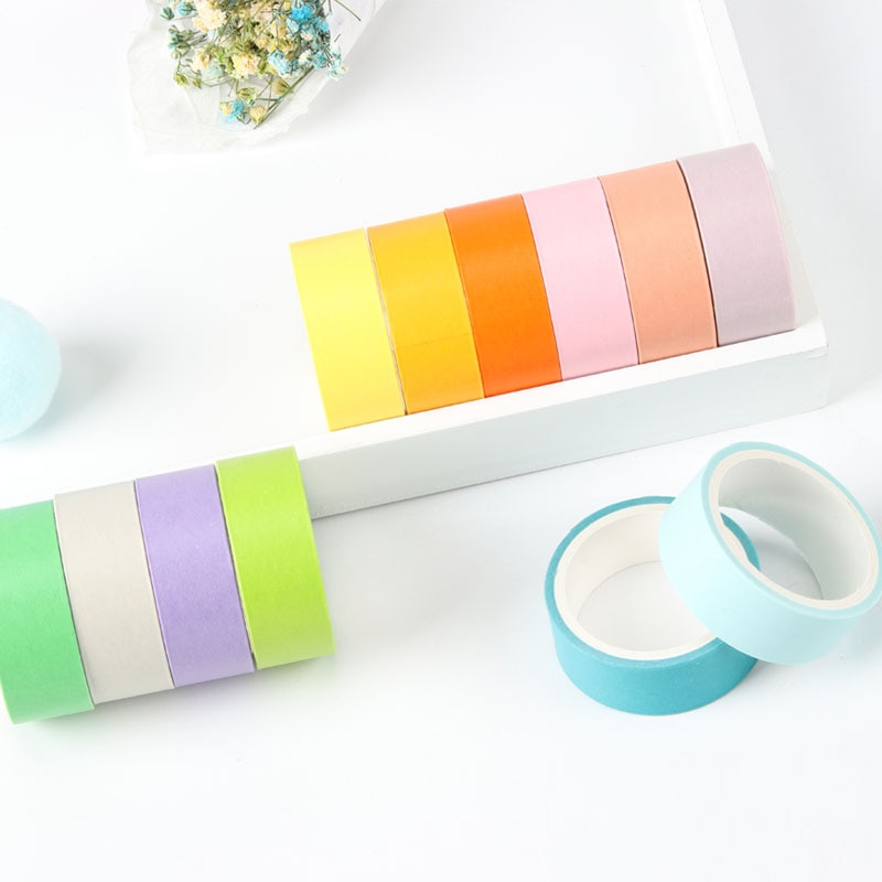 12 Uds caramelo Color Pastel Washi Tape de papel 7,5mm 15mm adhesivo cintas de enmascarar decoración pegatinas para el álbum diario de A6362