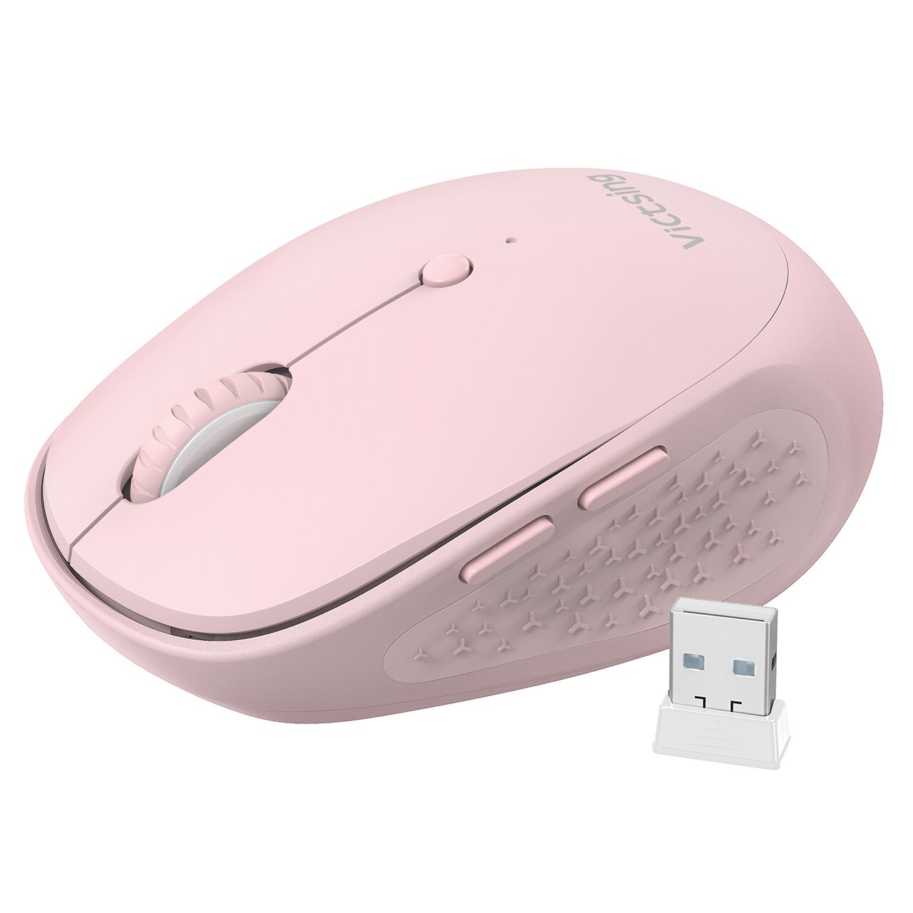 VicTsing PC300 2.4GHz Noiseless Mini Wireless Mouse Ergonomic Computer Mouse with 6 Buttons Optical Portable Cordless Mice: Pink