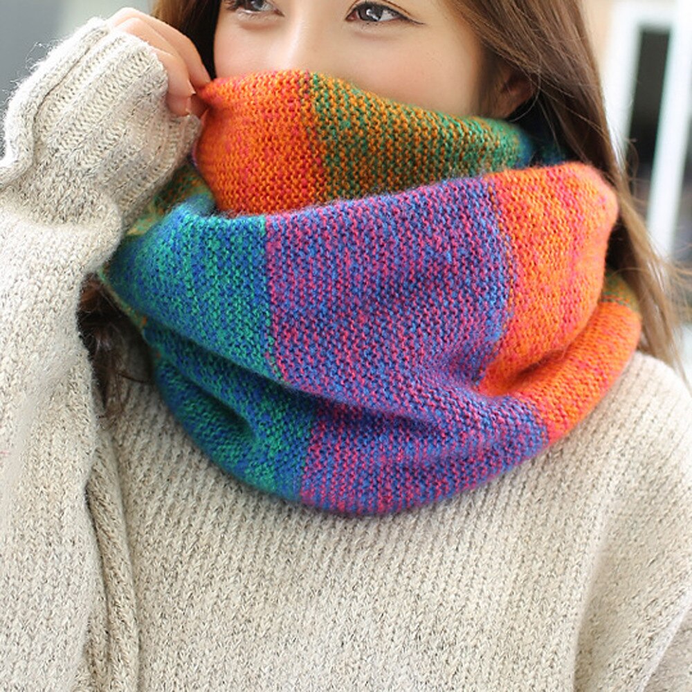 autumn Winter Women Warm Knit Neck Circle Cowl Snood Multi-purpose Scarf f Long Scarf Shawl Wrap Ring2020#1004: A