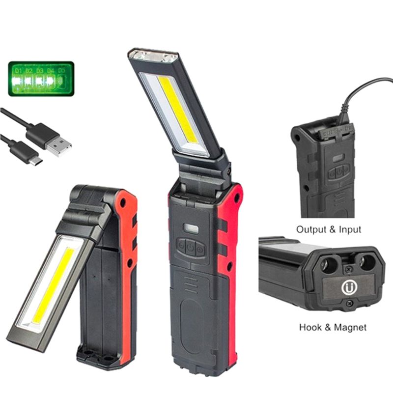 daphomeu Abnehmbar Motorraumleuchte Aluminiumblech, LED Arbeitsleuchte Wiederaufladbar, Helle Motorhaubenleuchte mit magnetischen und Haken, Kabellose Werkstattlampe für Motorhaube Werkstatt Garage